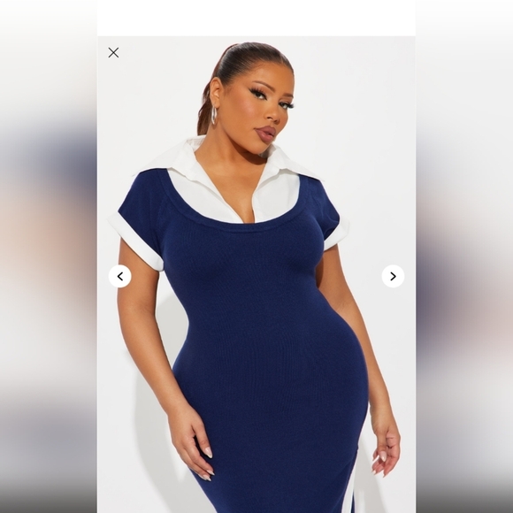 Fashion Nova Aylene Sweater Midi Dress - Navy Size 1X (New) - Picture 8 of 15
